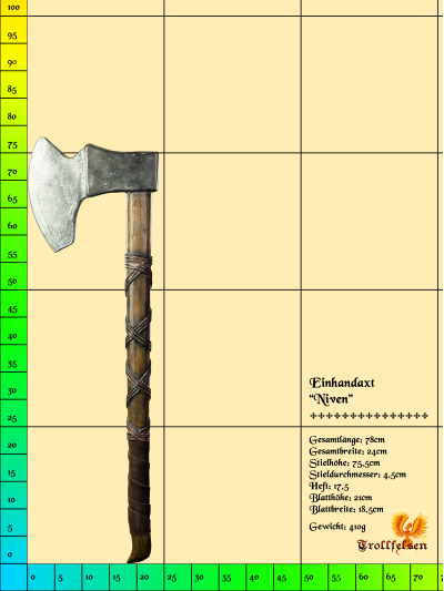 Niven LARP Axt Einhand Trollfelsen Maße